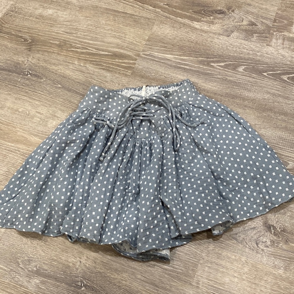 Free People Blue and White Gauze shorts with tie size small